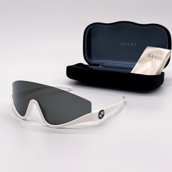 NEW GUCCI GG1650S 007 SHIELD WHITE GRAY UNISEX SUNGLASSES GUCCI - Picture 1 of 13